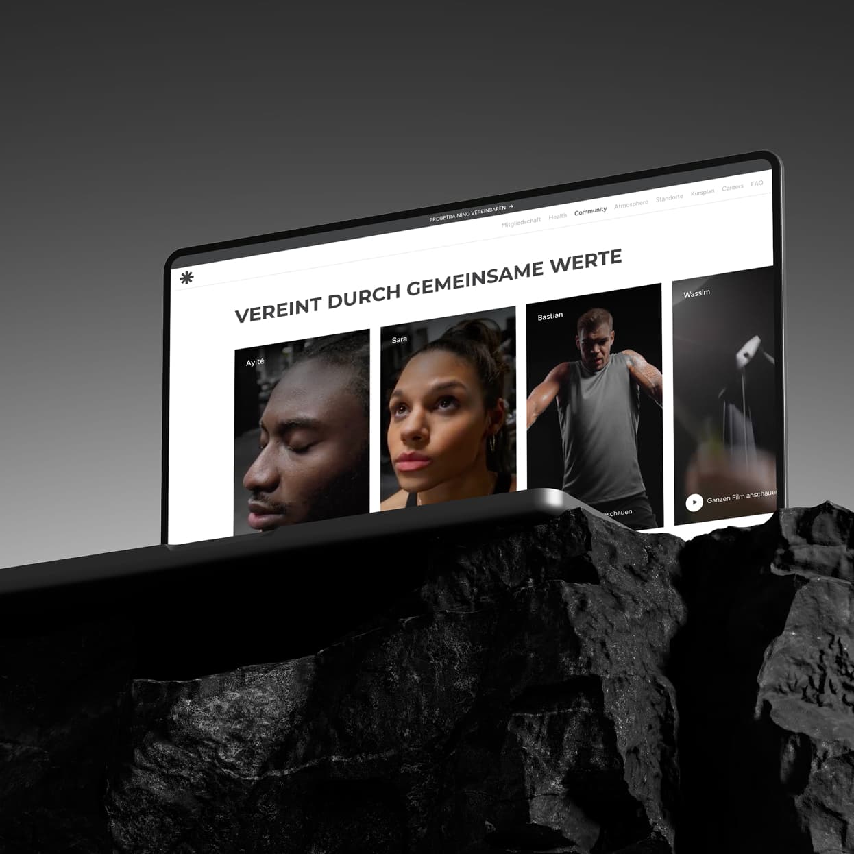 TRU Fitness team and trainer profiles on a desktop display