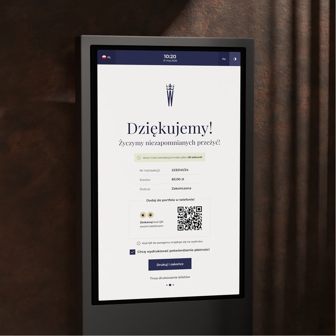 Wawel ticket purchase confirmation with QR codes